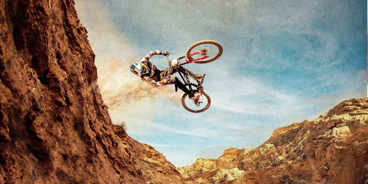 Rider en salto a alta velocidad